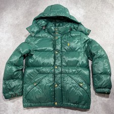Polo Ralph Lauren Water Repellent Down Puffer Jacket Kids M 10-12 Green