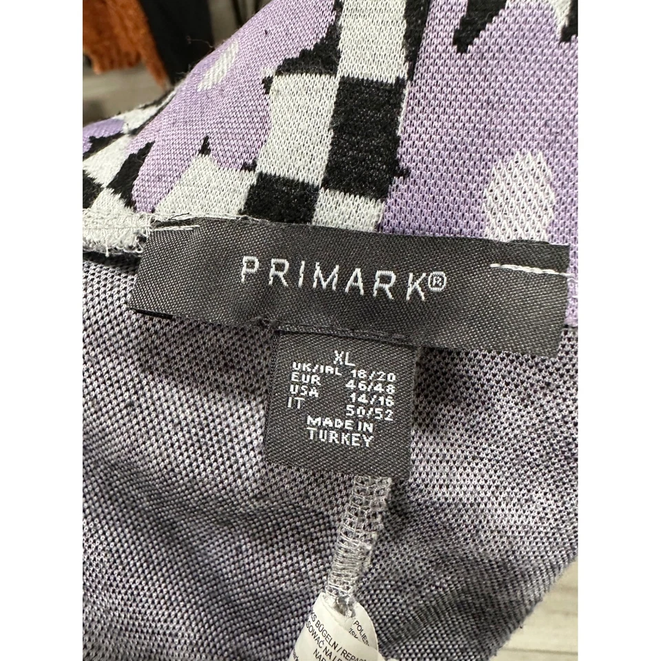 Pantalón Acampanado Primark XL Púrpura Floral Cuadros Groovy Estampado Años 70 Foto 3 de 4