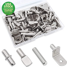 Shelf Pins Kit 104 Pcs Nickel Plated Support Pegs 5Mm 1 4 Inch 4 Styles