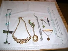 Lot #5 Vintage Costume Jewelry Lot Necklaces Cameo Brooch Pin Tie Clasps