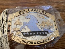🌟US Army 8th Cavalry Regiment, Honor & Courage , Solid Brass Belt Buckle New !