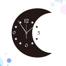  1PC Spiegel Wanduhr Mond und Stern Wanduhr Dekorative Hängende Uhr für zu Hause