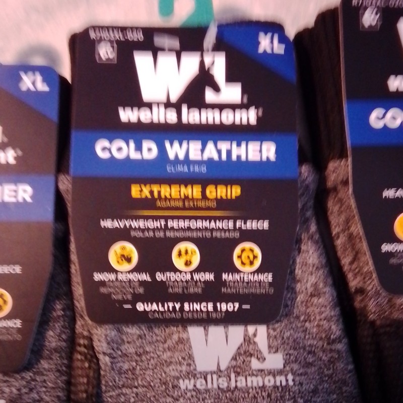 Wells Lamont Cold Weather Extreme Grip XL Work Gloves, Gray, 3 Pairs