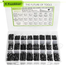 1710Pcs Metric Hex Socket Bolts Nuts Washers Kit M2 M3 M4 4-30MM Alloy Steel Set