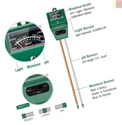 Lot of 4: Soil pH Meter, 3-in-1 Soil Moisture/Light/pH Tester Gardening Tool 