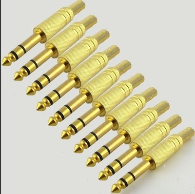 NEW 10 x 1/4'' Male Stereo TRS Audio Cable Jack Spring Connector Gold Plugs Lot