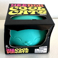 NEE DOH Cool Cats Stress Relief Squeeze Ball Teal Anxiety Fidget Sensory Autism