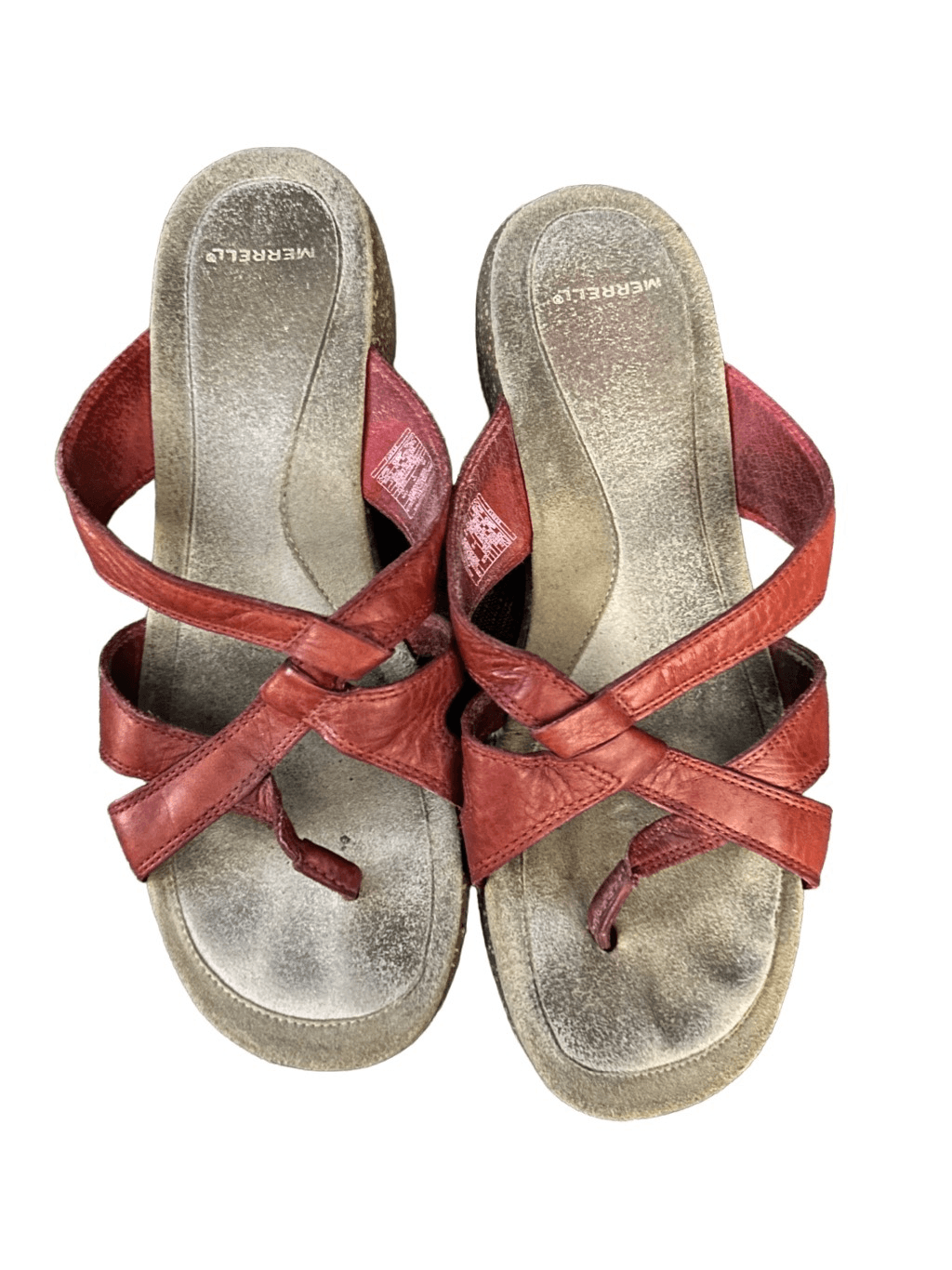 Sandali infradito in pelle rossa Merrell