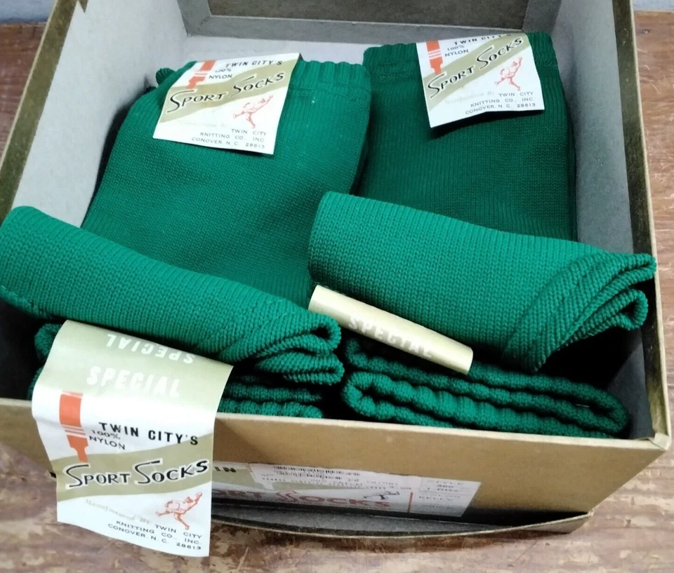 Lote de 4 Calcetines Deportivos Vintage NOS Twin City s Estribos Verde Foto 4 de 4