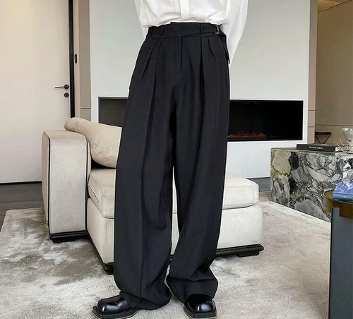 Pantalones de diseño para hombre Pantalones de moda Gran Bretaña cintura alta recta simple coreano OL - Imagen 17 de 21
