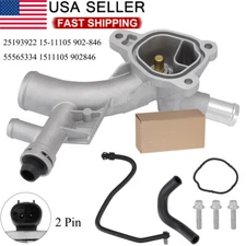 Aluminum Coolant Housing Water Outlet W/ Hose For Chevy Cruze Sonic Trax Buick 