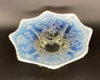 Antique Carnival Glass Dugan Opalescent White Clear Footed Bowl