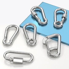 D Shape Carabiner Clip Snap Hook Small Large Camping Spring Clip Hook Keychain