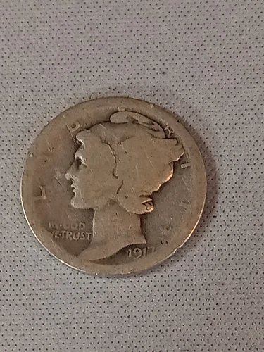 1917-Mercury Silver Dime, AG-G