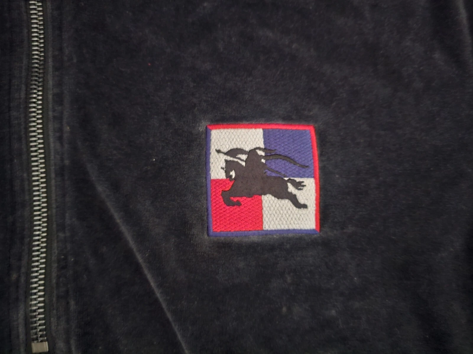 BURBERRY Felpa con Cappuccio Ricamata Chequer Ekd Velour Acciaio Grigio Tg XL