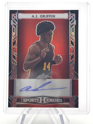 A.J. GRIFFIN 2023 LEAF SPORTS HEROES RED AUTOGRAPH /25 ATLANTA HAWKS
