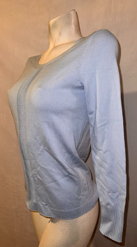 New TALBOTS Petites Sweater Sz S SP Light Blue Cotton Modal Stretch LS Knit Top - Picture 4 of 6