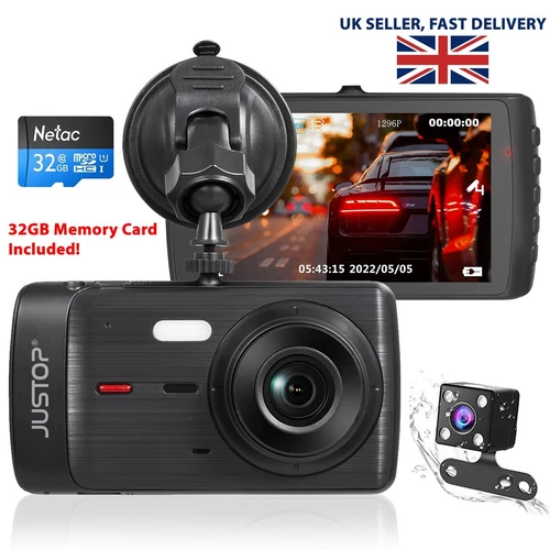 Car Dash Camera With 32GB SD Card HD 1080P LCD Dual Lens Front And Rear Cam UK