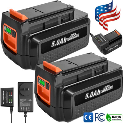 40V Lithium Battery for Black & Decker LBX2040 LBXR36 LBXR2036 LBX1540 / Charger