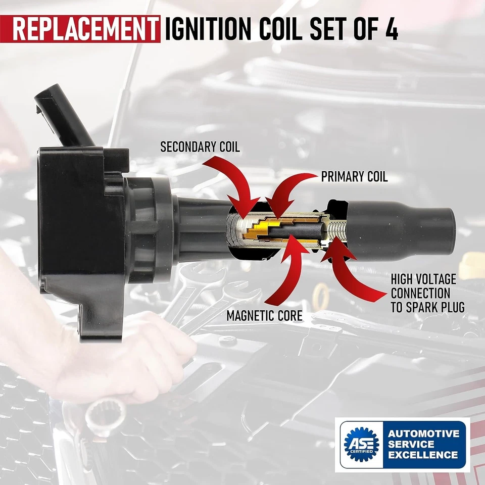Ignition Coil Pack Set of 4 - Compatible with Hyundai, Kia, Genesis 2.0L, 2.4L, - Image 4 of 4