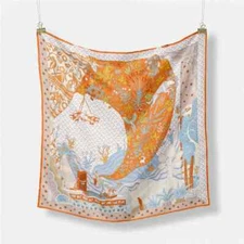 Twill Silk Scarf Woman Fashion Painting Square Scarves
