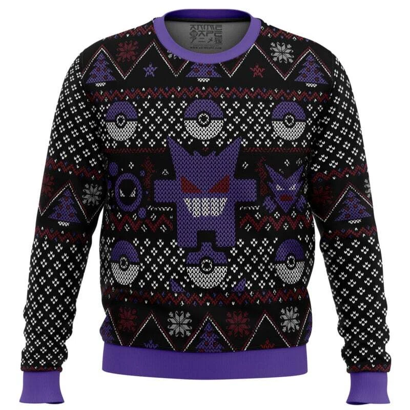 PKM Ghosts Gengar Ghastly Haunter Ugly Christmas Sweater