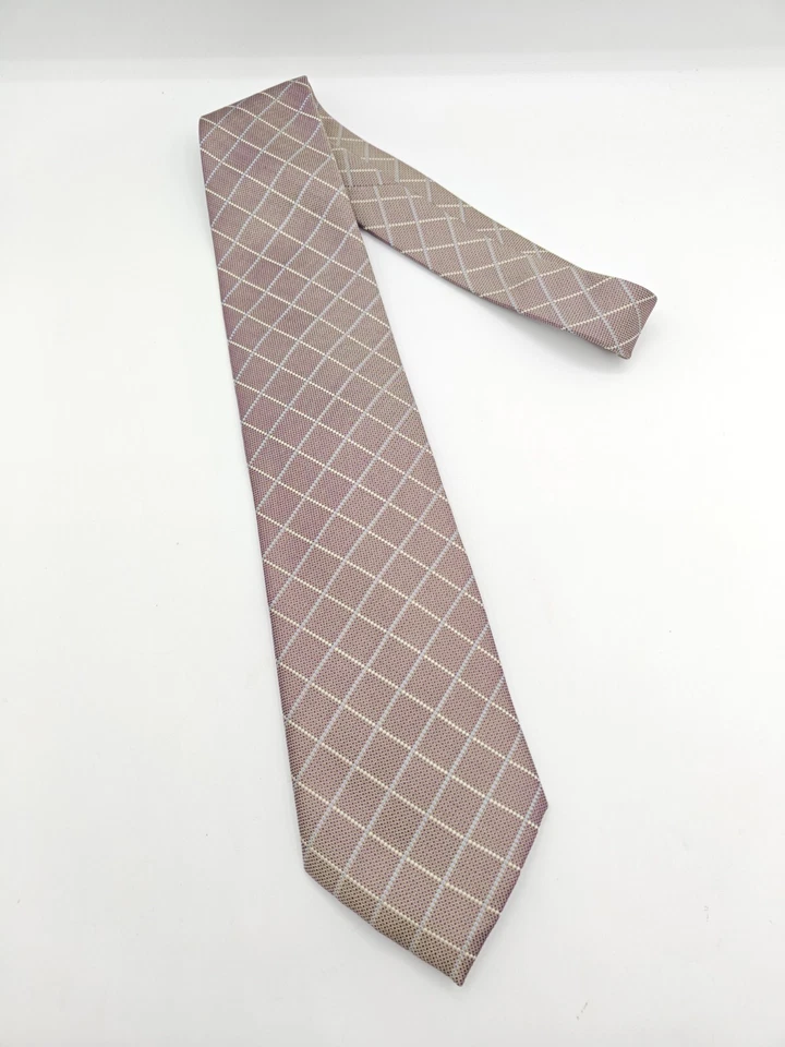 🇺🇲 Henry Jacobson masculino 57x3,75 feito à mão gravata de seda xadrez de estanho - Imagem 4 de 4