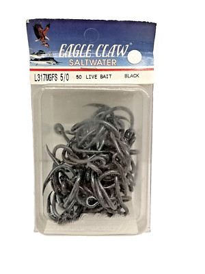 Ami con ociello EAGLE CLAW L317MGFS - Size 5/0 - Live Bait - Black - 50 FA862