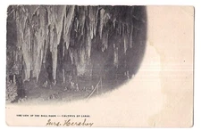 SIDE View of The BALL ROOM Luray Caverns Virginia VA B&W Stalactites Postcard UB