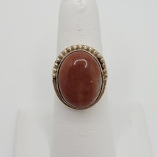 Brown Stone Ring w/ Beaded Accents .925 Sterling Silver Size 7 - RS148