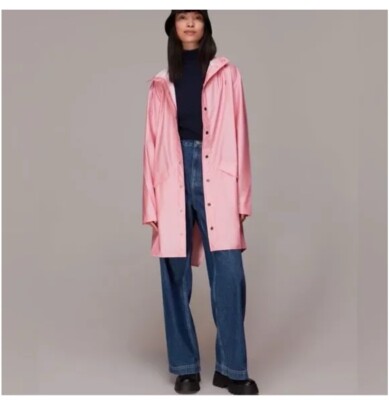 Rains Long Jacket Pink Sky Size Med New