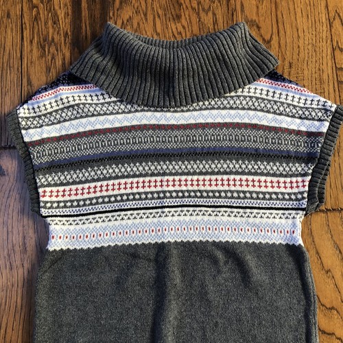 Tommy Hilfiger Womens L Pullover Knit Sweater Gray Fair Isle Short Sleeve Y2K - Picture 2 of 15