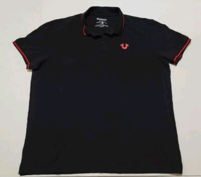 True Religion Polo Shirt Mens 3XL Black Casual Short Sleeve