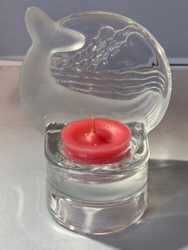 Partylite Whale Tealight Candle Holder Frosted Glass - Picture 3 of 6