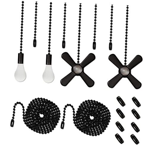 4pcs 12in Matte Black Beaded Ball Ceiling Fan Pull Chain Set 3mm Diameter