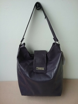 NEW: DANIEL HECHTER handbag women's purple shoulder bag vegan leather handle