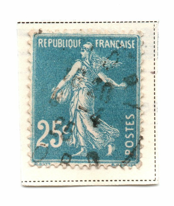 FRANCE 1906-20 Sower 25c Blue SC: 168 Used Lightly Hinged Stamp | eBay