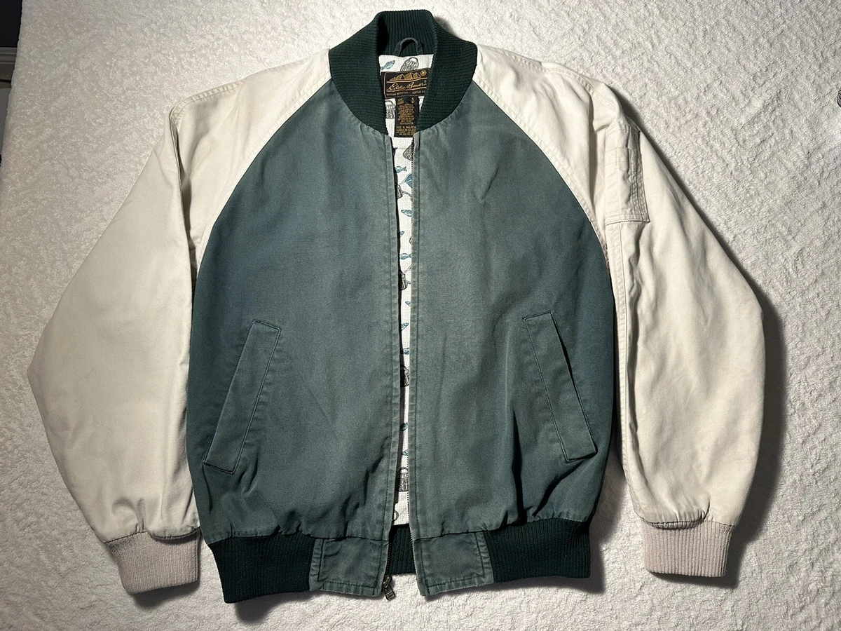 Vintage 1980s 1990s Eddie Bauer Fishing Canvas Bomber Jacket