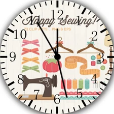 Sewing Craft Room Wall Clock Frameless Silent Nice For Gifts or Decor G122
