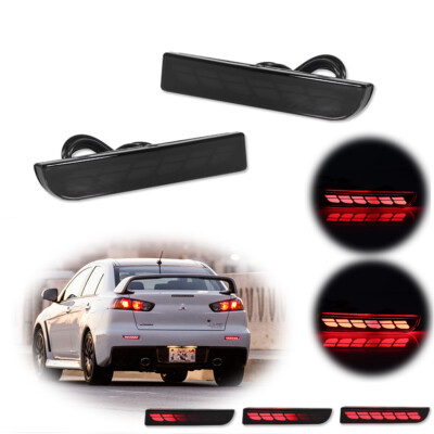 #ad #ad For Mitsubishi Lancer Evo 08 17 Smoked Reflector Tail Brake Signal Light Set New $23.99