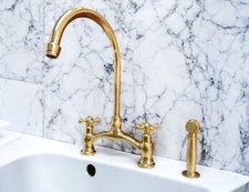 Unlacquered Solid brass kitchen faucet brass sink faucet Gold Swan Neck