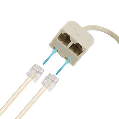 1x Telephone Splitter RJ11 6P4C 1 Male to 2 Female Way Adapter RJ11 2 P0Y4 - Zdjęcie 3 z 9