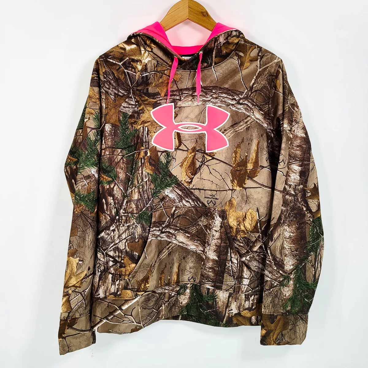 Under Armour Realtree Hoodie Womens Size L Camo Sweater Coldgear Compression