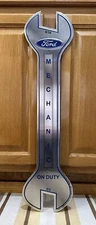 Ford Mechanic On Duty Sign Wrench Metal Oil Gas Parts Vintage Style Wall Decor