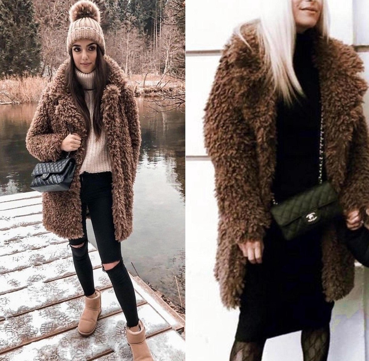ZARA brown faux fur Teddy coat 6318/232 size M 10 UK 38 EU