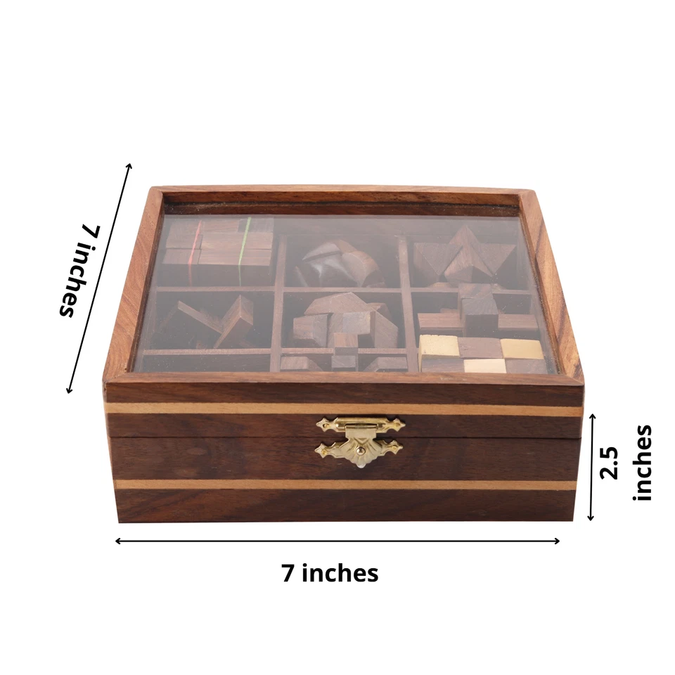 STEM brain teaser puzzle set, 9 wooden mechanical puzzles, IQ logical game - Image 2 of 4