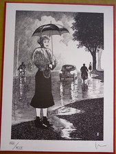 MILO MANARA STAMPA  39 X 29 CM FELLINI LE NOTTI DI CABIRIA SIGLATA  ORIGINALE