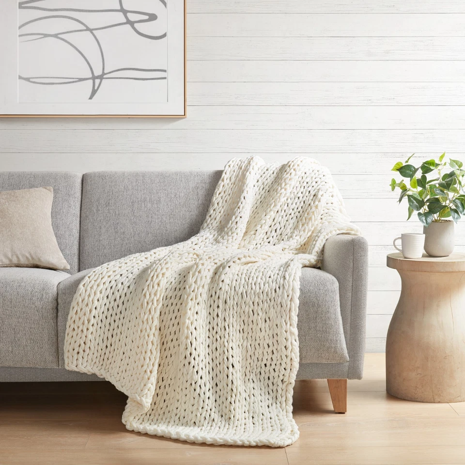 Madison Park Grueso Doble Tejido Hecho a Mano Esponjoso Tejido Lujo Lanzamientos 50x60 Foto 4 de 4