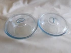 2 VINTAGE FIRE KING PHILBE SAPPHIRE BLUE INDIVIDUAL CASSEROLES W/LIDS 1 CUP