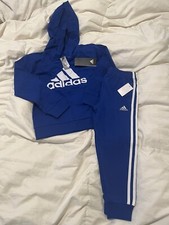 Adidas Boy Size 5 Sweatsuit Zipper Hoodie And Joggers New